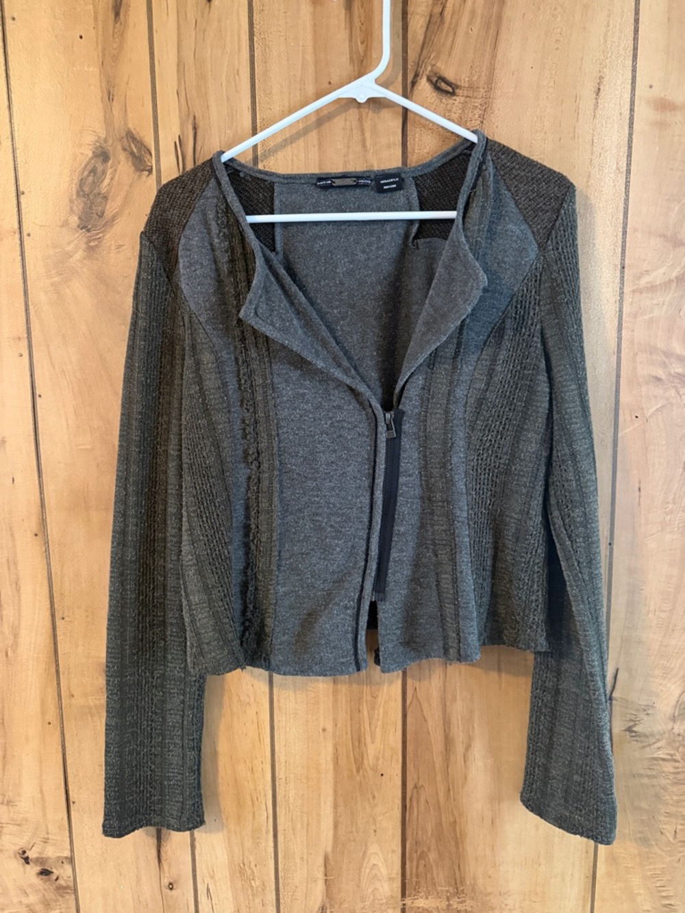 Miss Me Green Knit Zip-Front Cardigan Sweater